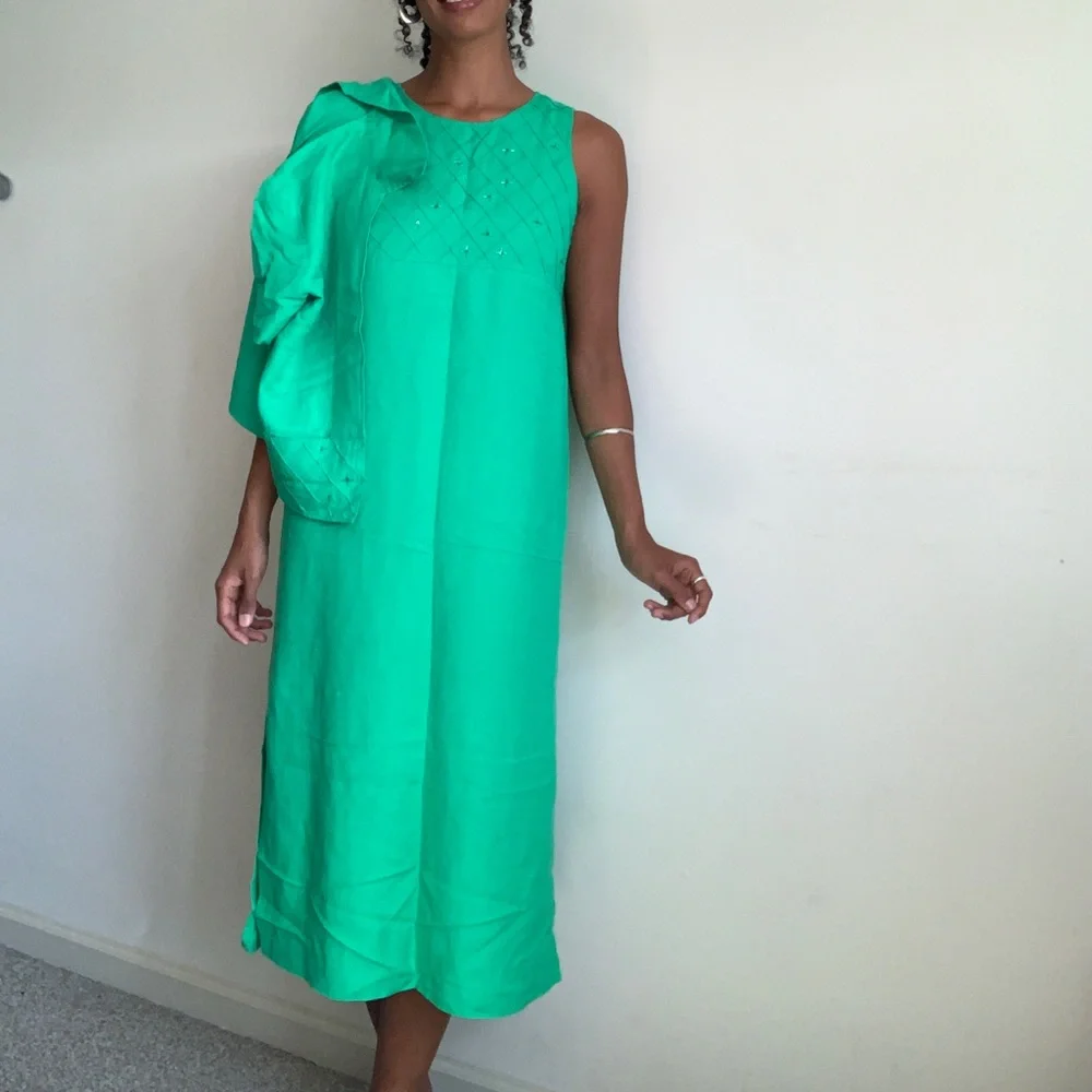 Vintage green linen dress - Picture 4 of 4